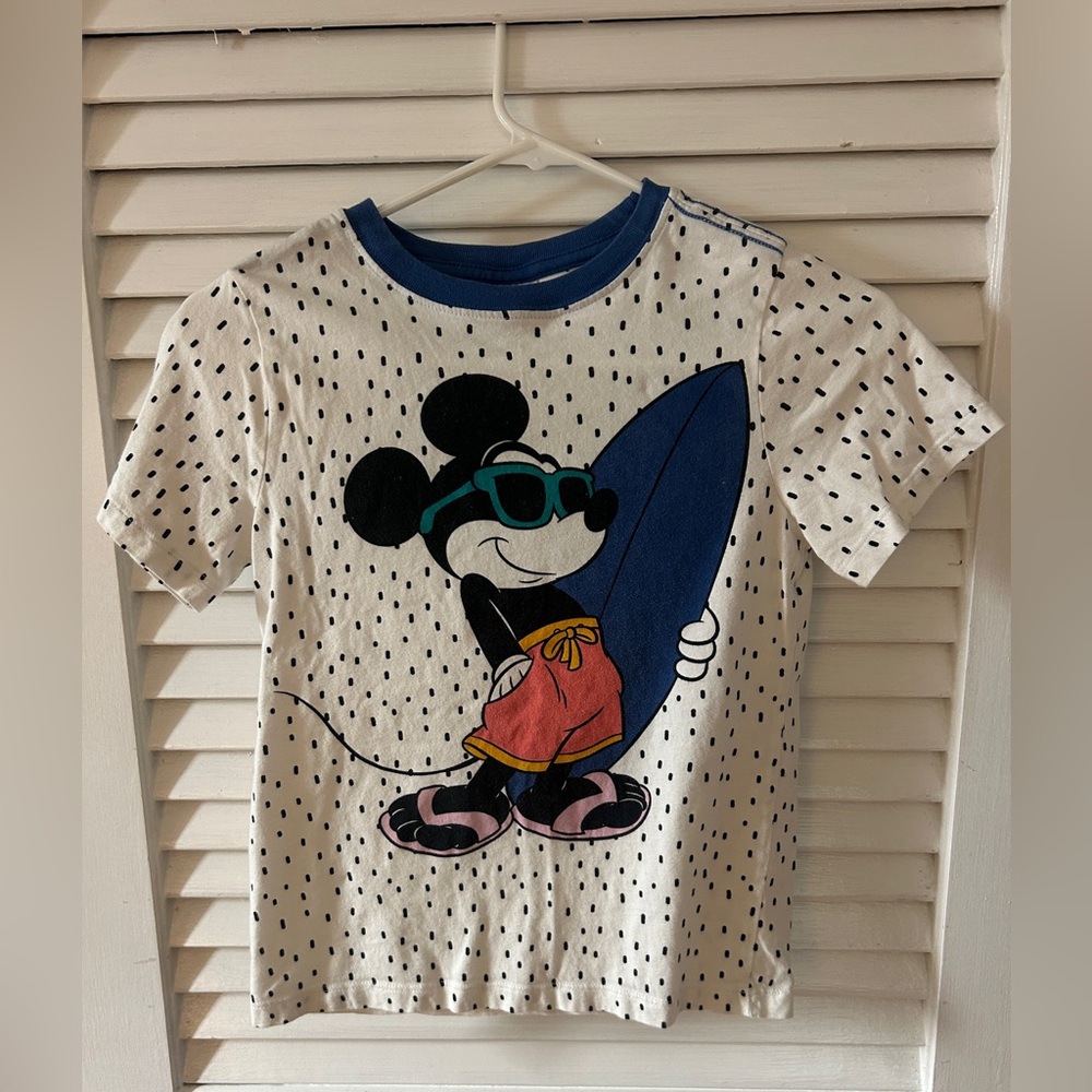 Hanna Anderson Kids Sz 8 Walt Disney Mickey Mouse Surfing T-Shirt